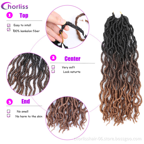 Wholesale Ombre Long Wave Gypsy Style Goddess Faux Locs Crochet Braids Synthetic Hair Extension Braiding Hair Synthetic Bulk
